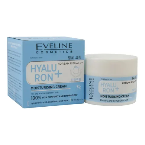 Eveline Korean Rituals Hyaluron + Moisturishing Cream, Aloe Vera & Glycerin, For Dry Skin, 50ml