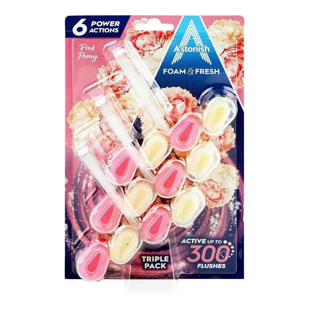 Astonish Pink Peony Foam & Fresh Toilet Block, 3-Pack
