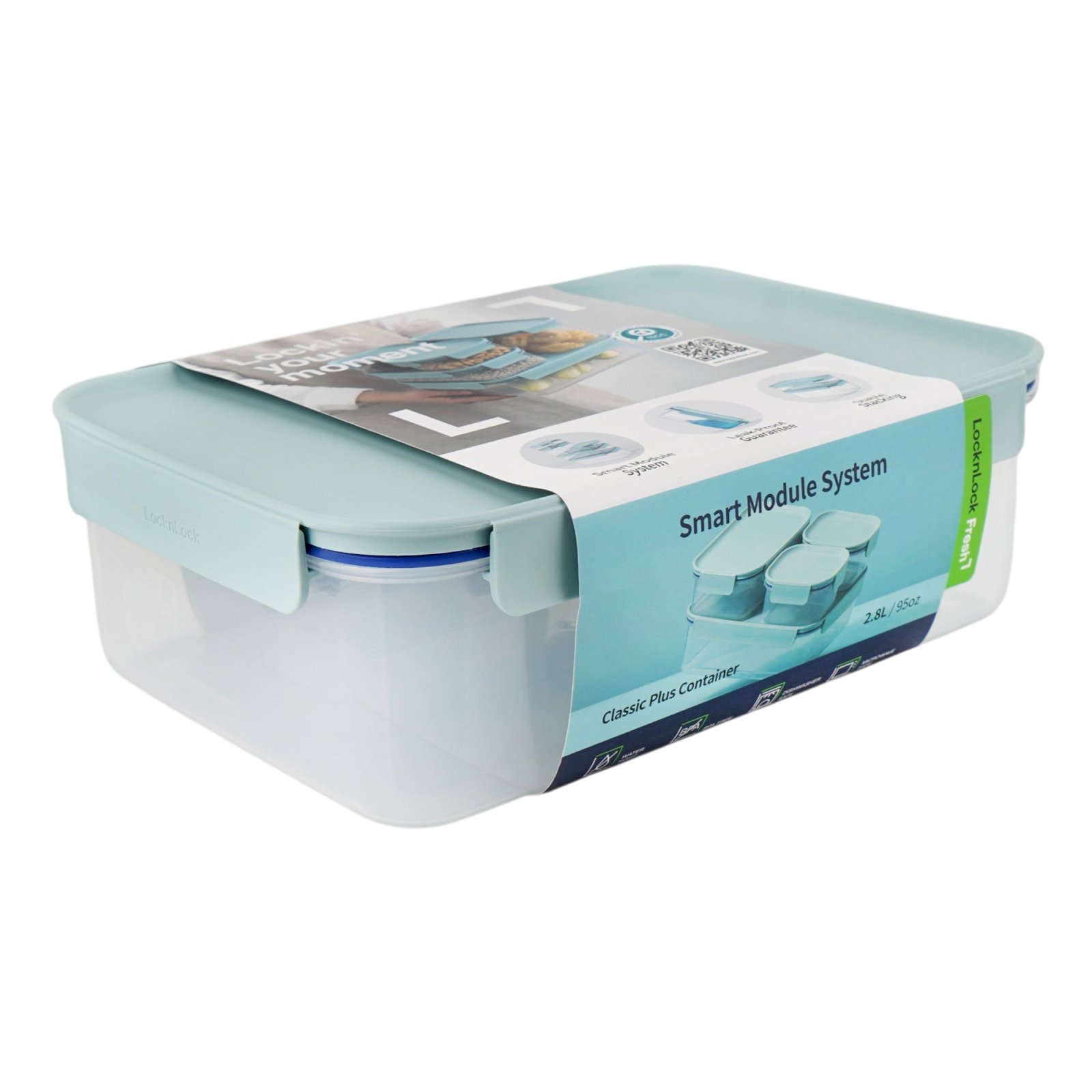 Lock & Lock Classic Plus Rectangular Container, BPA Free, 2.8 Liter, LLHPL406MIT