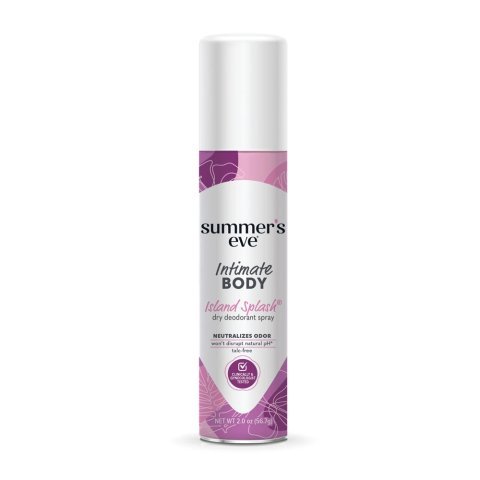 Summer's Eve Island Splash Daily Refreshing Feminine Body Deodorant Spray, Talc-Free, Vitamin E, 56.7g