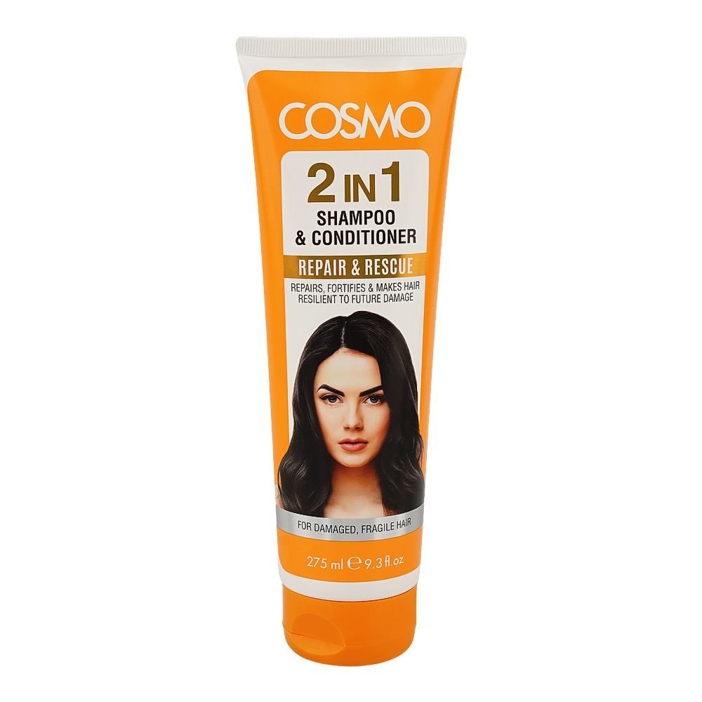 Cosmo Repair & Rescue 2-In-1 Shampoo & Conditioner, Aloe Vera, Citric Acid, For Damaged Hair, 275ml