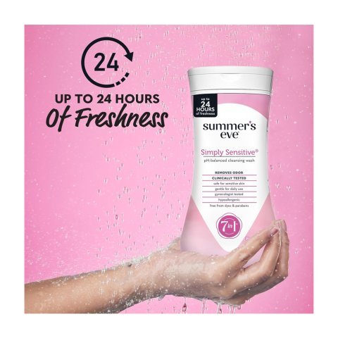 Summer's Eve 7-In-1 Simply Sensitive Feminine Cleansing Wash, Daily Intimate Wash, Dyes & Paraben Free, For Sensitive Skin