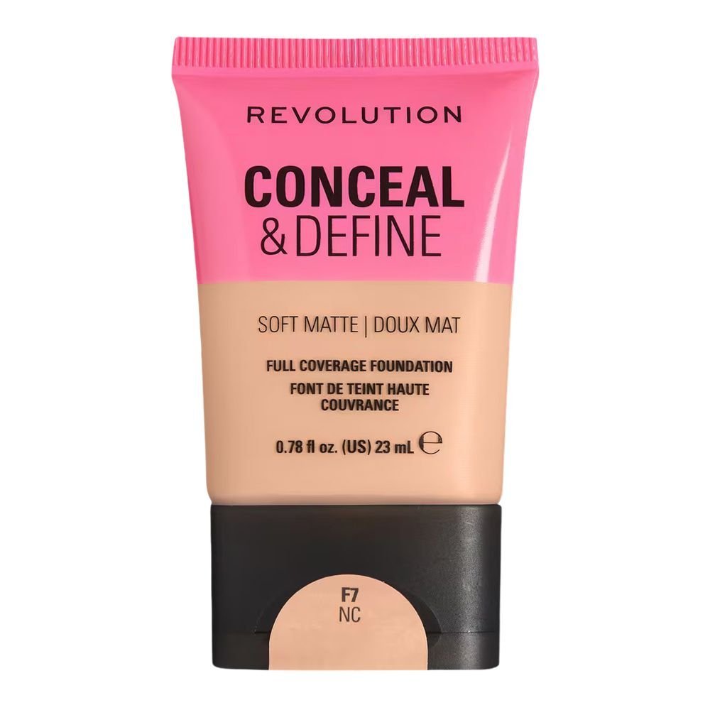 Makeup Revolution Conceal & Define Soft Matte Full Coverage Foundation, F7NC, 23ml
