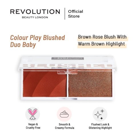 Makeup Revolution Relove Blushed Duo Blush & Highlighter, Baby