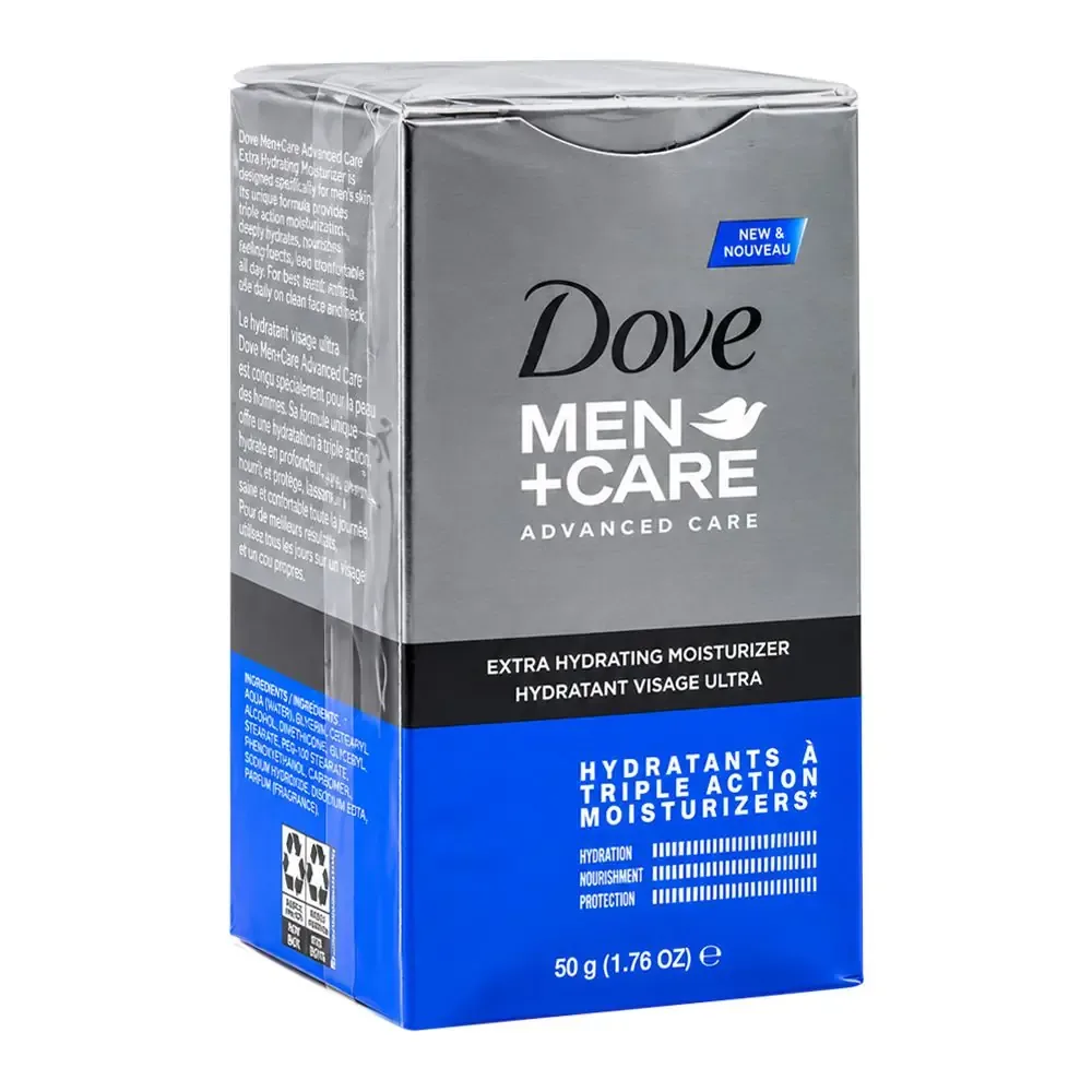 Dove Men Advance Care Extra Hydrating Moisturizer, Stearic Acid, Niacinamide, For Dry Skin, 50g