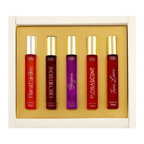 Fa'ra Women Discovery Eau De Parfum Set, For Women, Floral Garden + Florascent + Gorgeous + True Love + Orchid Rose 5 X 10ml