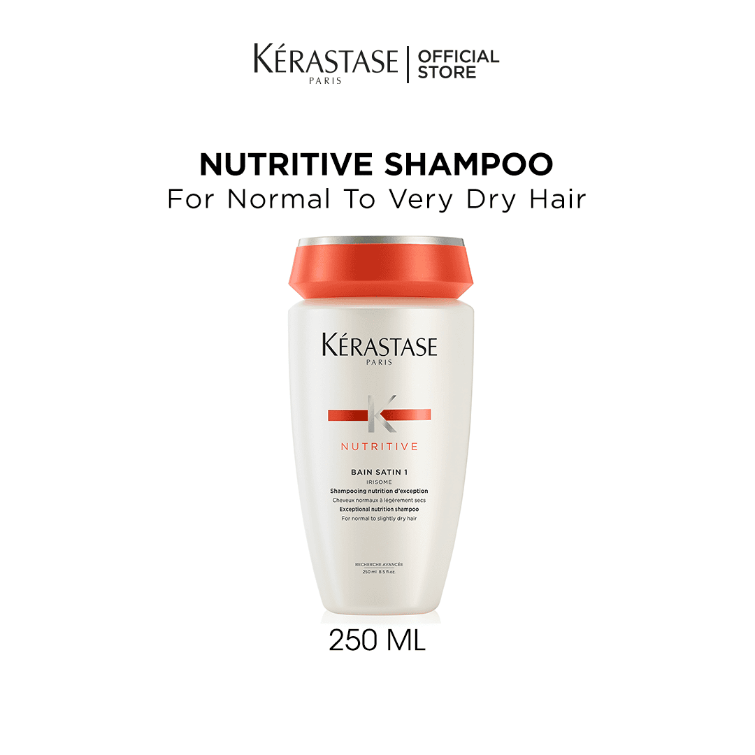 Kerastase Nutritive Bain Satin Shampoo, Gently Cleanses & Replenishes Moisture for Soft, Shiny Hair, With Plant-Based Proteins & Niacinamide, For Medium to Thick Dry Hair, 250ml