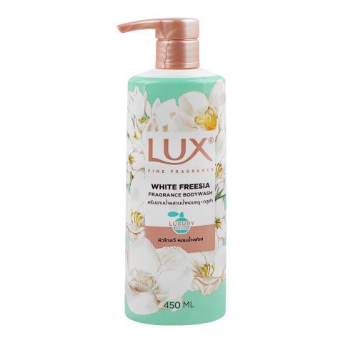 Lux Fine Fragrance White Freesia Fragrance Body Wash, Lauric Acid, Glycerin, 450ml