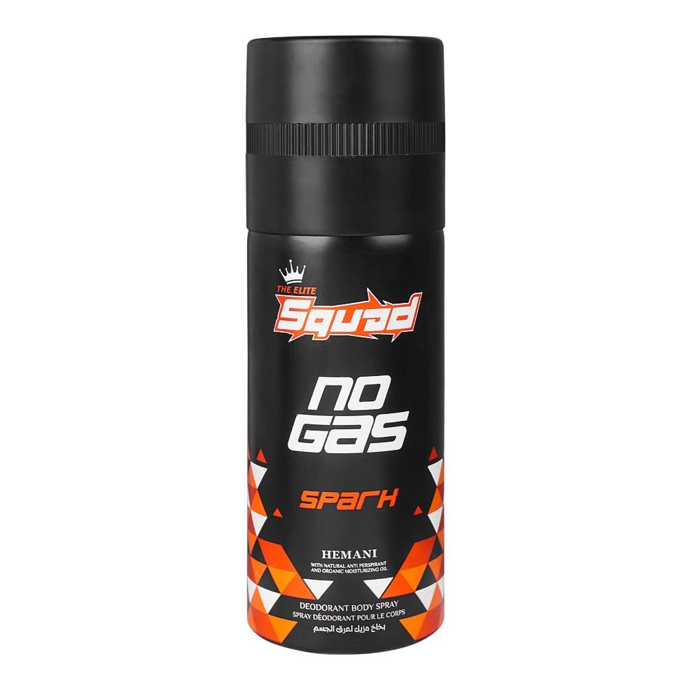 Hemani Squad, No Gas Spark Deodorant, Body Spray, Eau De Parfum, For Men & Women, 150ml