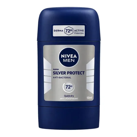Nivea Men Silver Protect Anti-Bacterial 72H Deodorant Stick, Anti-Perspirant, 50ml
