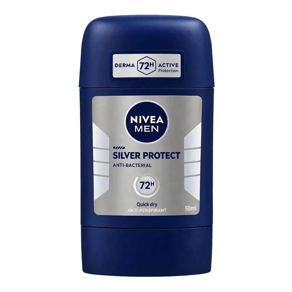 Nivea Men Silver Protect Anti-Bacterial 72H Deodorant Stick, Anti-Perspirant, 50ml
