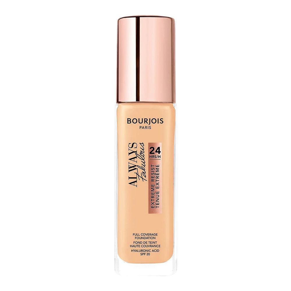Bourjois Always Fabulous 24H Extreme Resist Full Coverage Foundation, Hayaluronic Acid, 110 Light Vanilla, 30ml