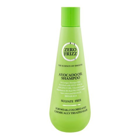 Zero Frizz Avocado Oil Shampoo, Sulfate Free, For Weak & Chemically Treated Hair, 355ml