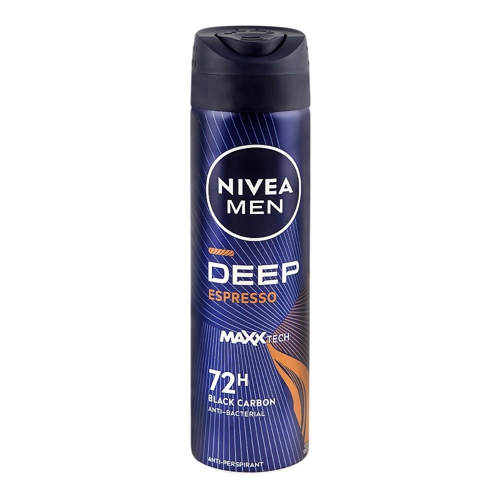 Nivea Men 48H Deep Black Carbon Espresso Anti-Perspirant Body Spray, 150ml