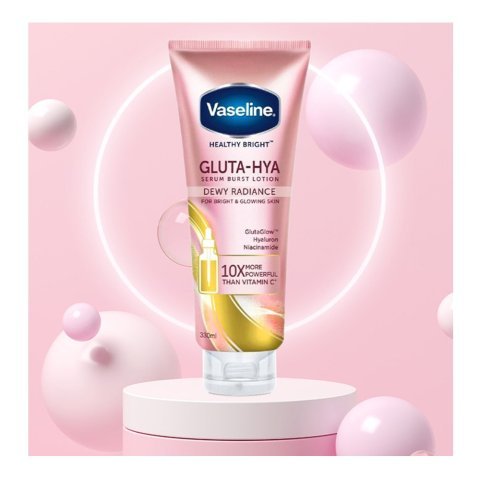 Vaseline Healthy Bright Gluta-Hya Dewy Radiance Serum Burst Body Lotion, 330ml