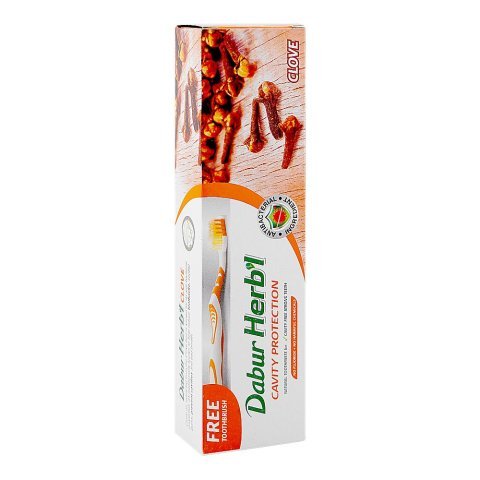 Dabur Herb'l Clove Cavity Protection Toothpaste, 100g + Toothbrush Free