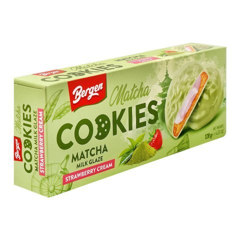 Bergen Matcha Milk Glaze Strawberry Cream Cookies, 128g