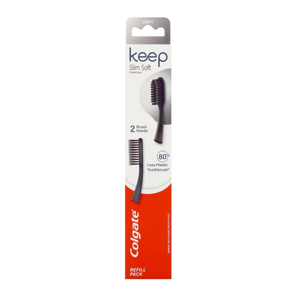 Colgate Keep Slim Soft Charcoal Brush Heads Refill, 2-Pack