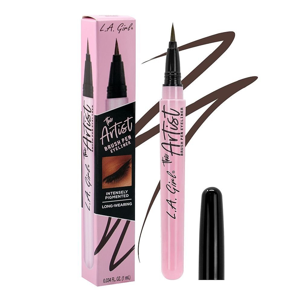 L.A. Girl The Artist Brush Pen Liquid Eyeliner, GLE739 Chocolate Brown, 1ml