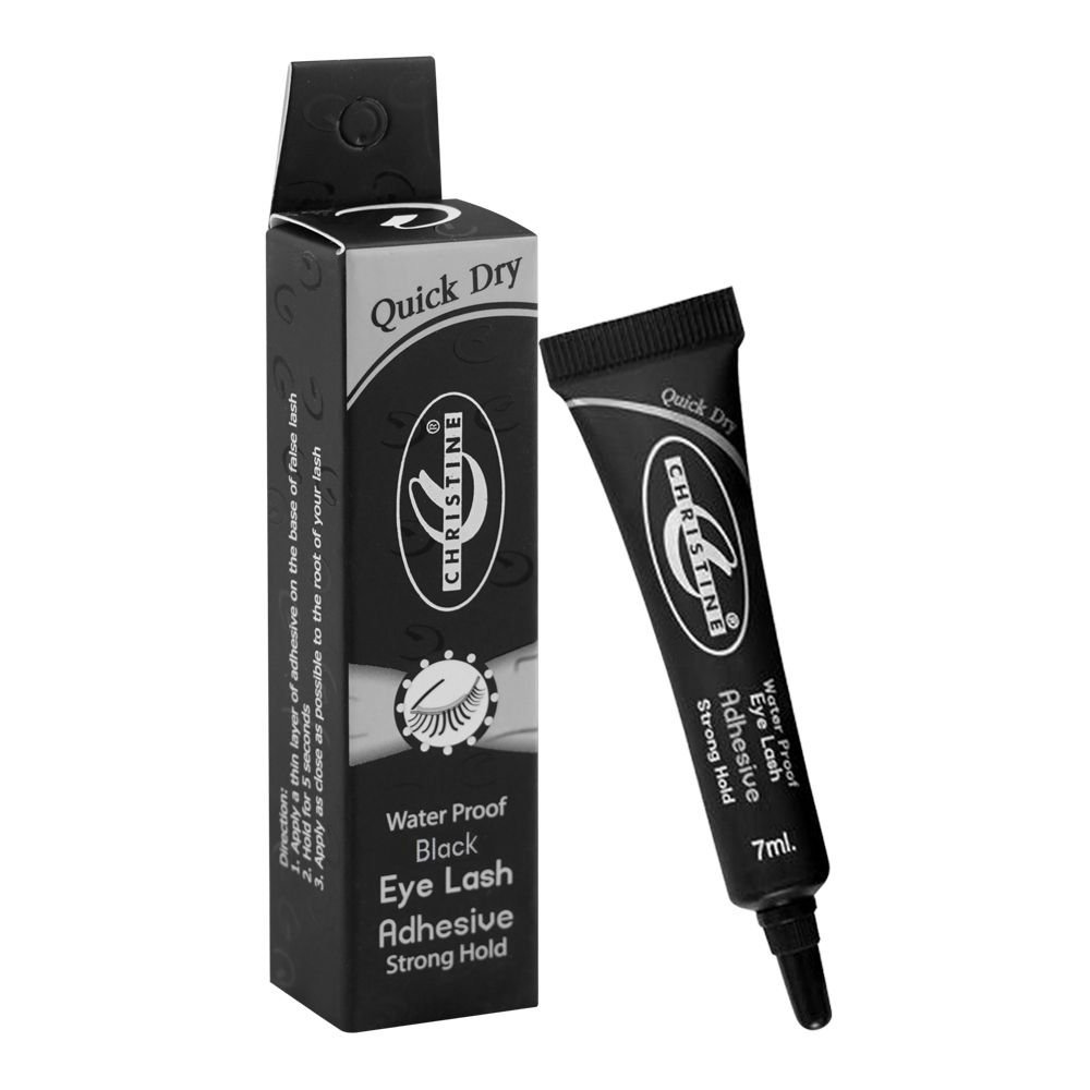 Christine Eye Lash Adhesive Strong Hold, Black, Waterproof, 7ml