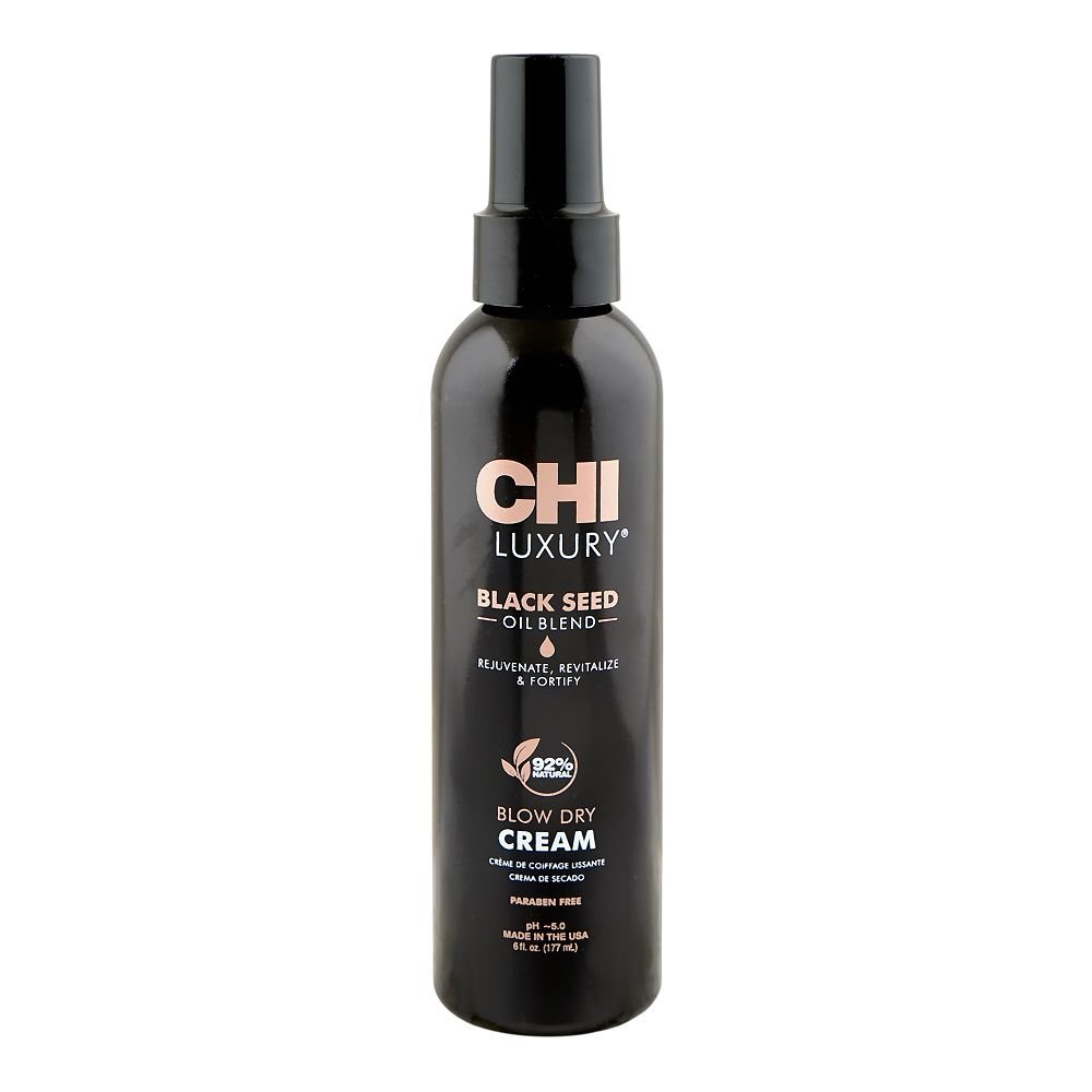 CHI Luxury 92% Natural Black Seed Hair Oil Blend Blow Dry Cream, Paraben Free, For Soft & Shiny Hair, 177ml