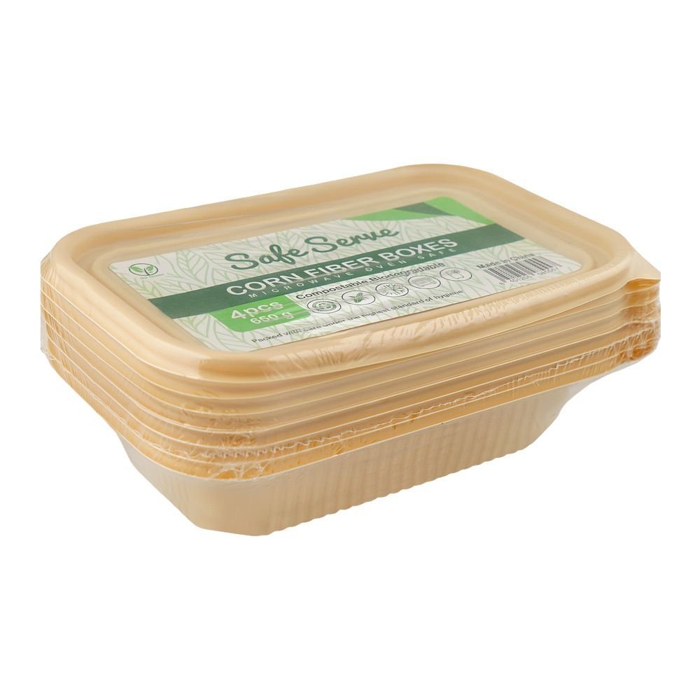 Safe Serve Corn Fiber Boxes, 650g, 4-Pack