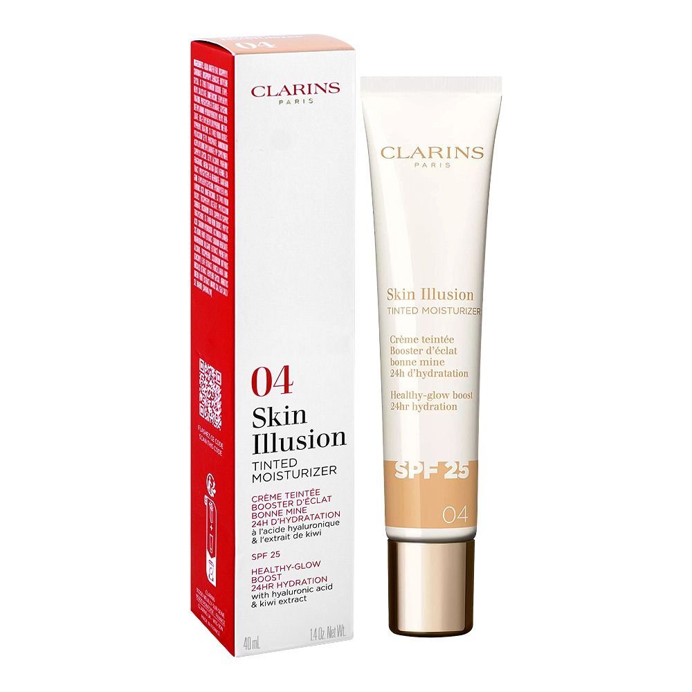 Clarins Paris Skin Illusion Tinted Moisturizer, Hyaluronic Acid, 04, 40ml