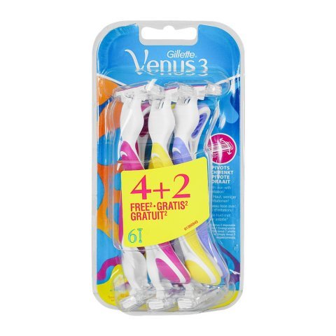 Gillette Venus 3 Women's Disposable Razor, 6-Pack