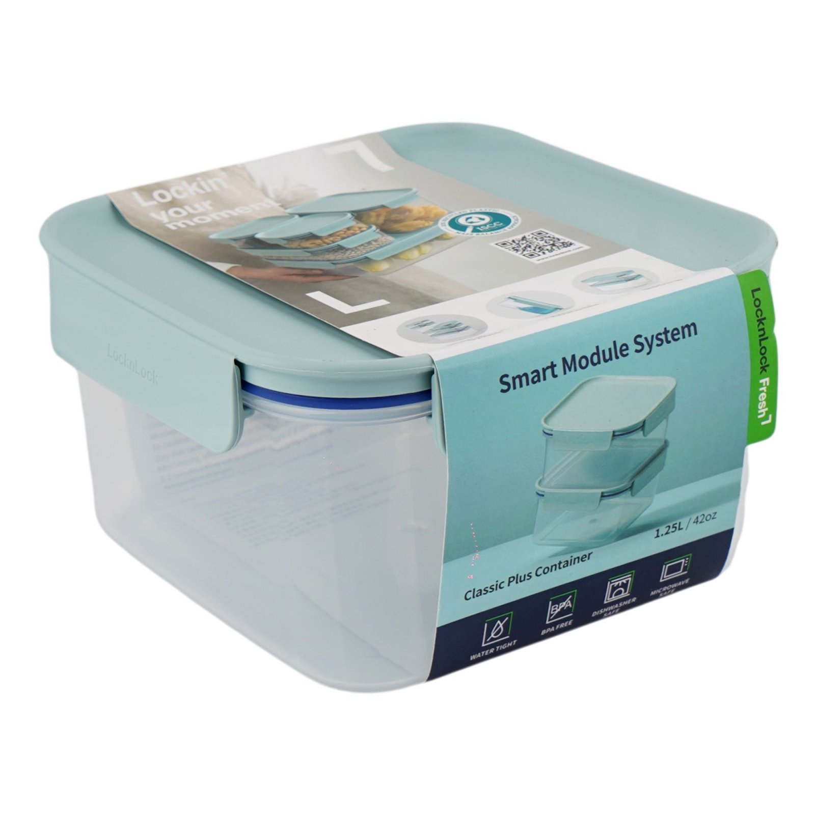 Lock & Lock Classic Plus Rectangular Container, BPA Free, 1.25 Liter, LLHPL452MIT