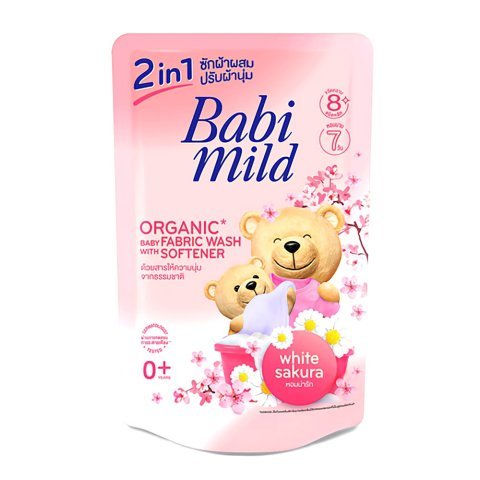 Baby Mild Organic White Sakura Baby Fabric Wash, 530ml Pouch