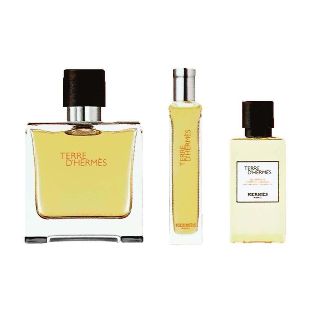 Hermes Terre D'Hermes Set, For Men, Parfum 75ml + Parfum 15ml + Shower Gel 40ml