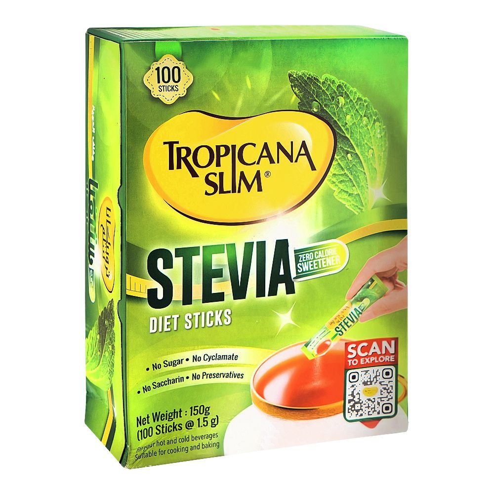 Tropicana Slim Zero Calorie Stevia Sticks Sweetener, 100-Pack