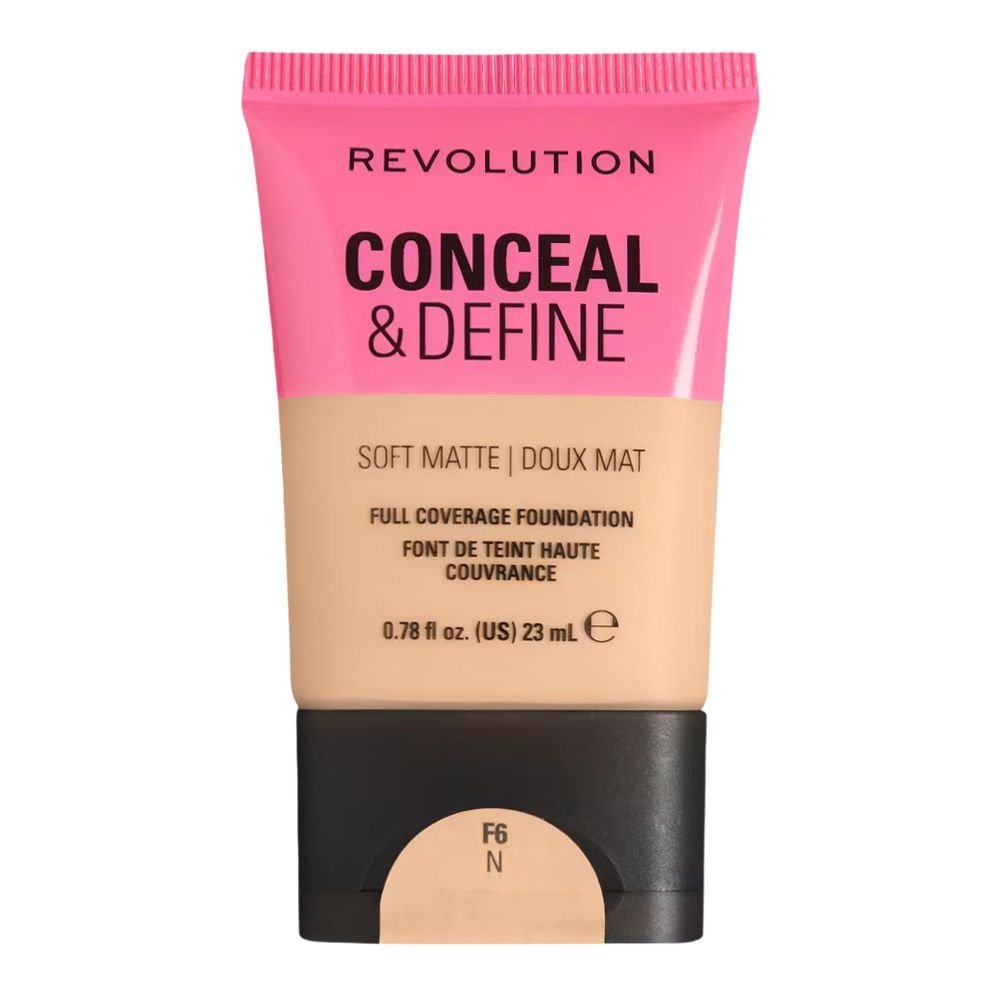 Makeup Revolution Conceal & Define Soft Matte Full Coverage Foundation, F6N, 23ml