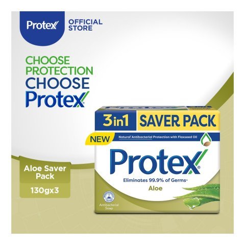 Protex Aloe Antibacterial Soap, Saver Pack, 3 X 130g