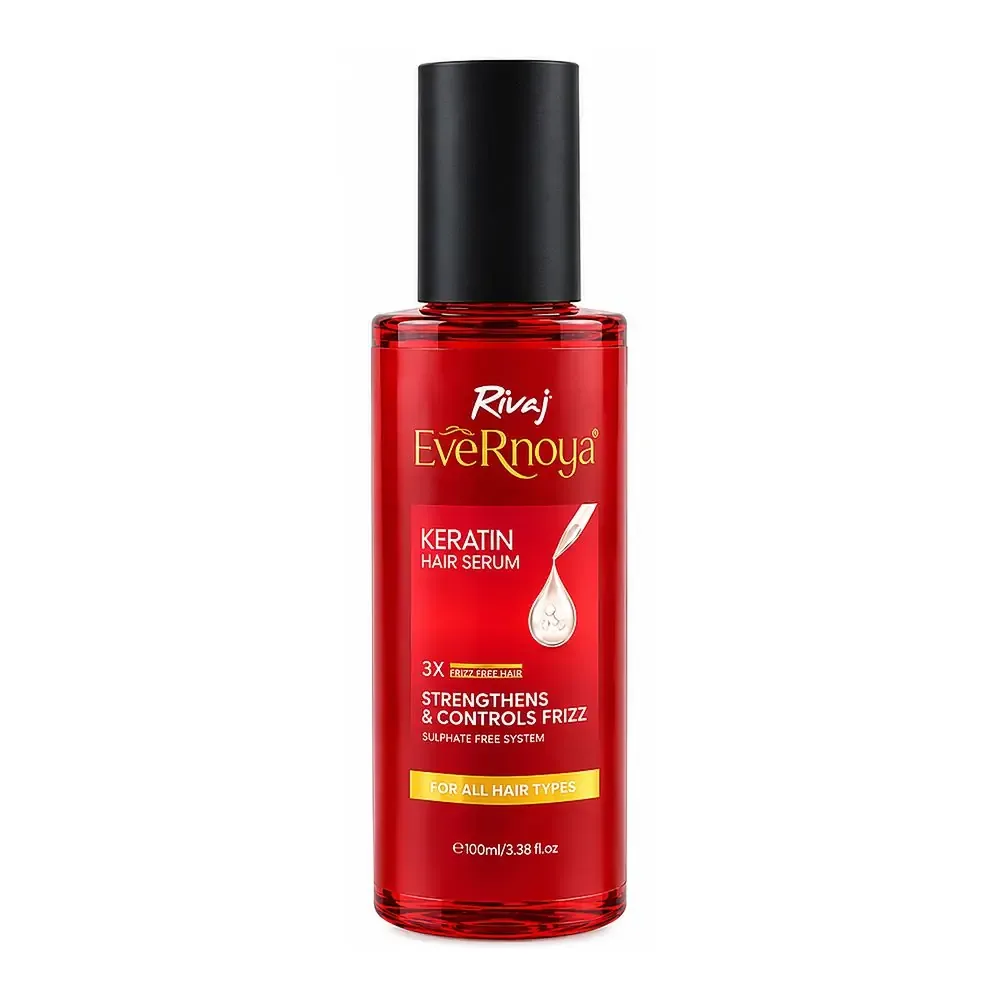 Rivaj UK EveRnoya Keratin Strengthens & Controls Frizz Hair Repair Serum, Sulphate Free, For All Types Of Hair, 100ml