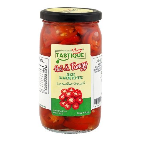 Tastique Hot & Tangy Red Sliced Jalapeno Peppers, 320g