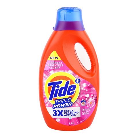 Tide Triple Power 3X Downy Floral Breeze Liquid Detergent, 1.8 Liter