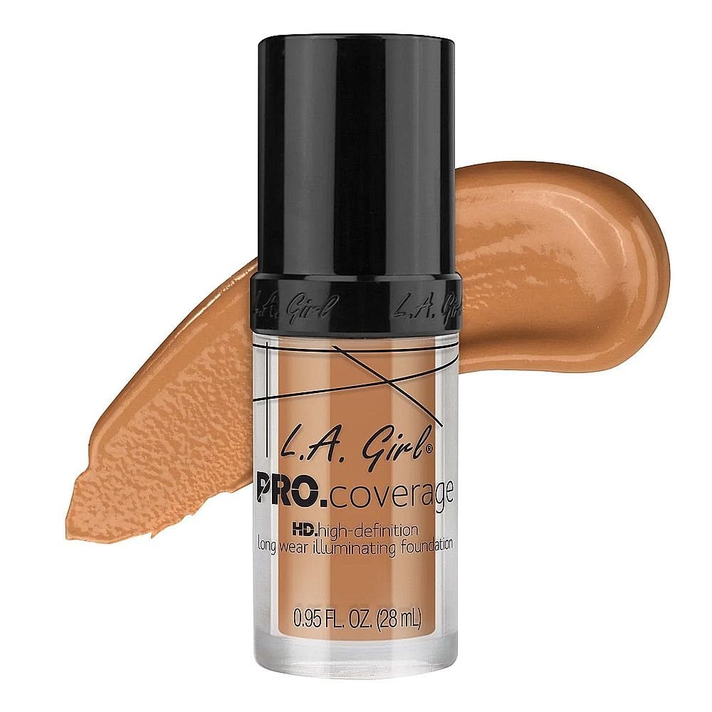 L.A. Girl Pro Coverage HD Long Wear Illuminating Liquid Foundation, 28ml, GLM648 Soft Honey