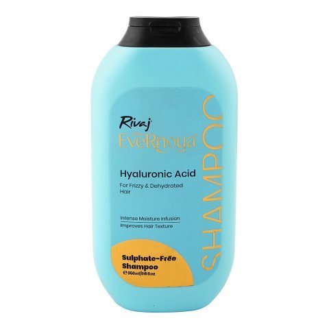 Rivaj UK EveRnoya Hyaluronic Acid Sulfate-Free Shampoo, Glycerin, Citric Acid, For Frizzy & Dehydrated Hair, 350ml