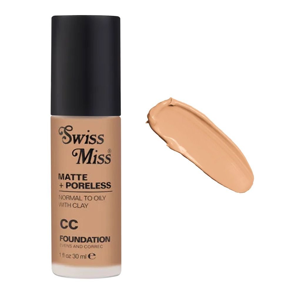 Swiss Miss Matte + Poreless Normal To Oily With Clay CC Foundation, SM05 Almond, 30ml