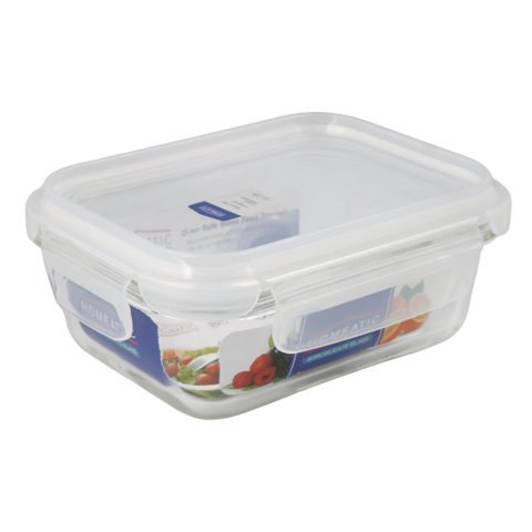 Homeatic Glass Storage Container With PP LID, BPA Free, 370ml, White, HMT-205
