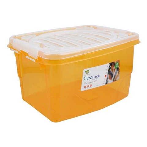 Appollo Clear Lock Storage Box, BPA Free, Large, 7 Liters, Orange