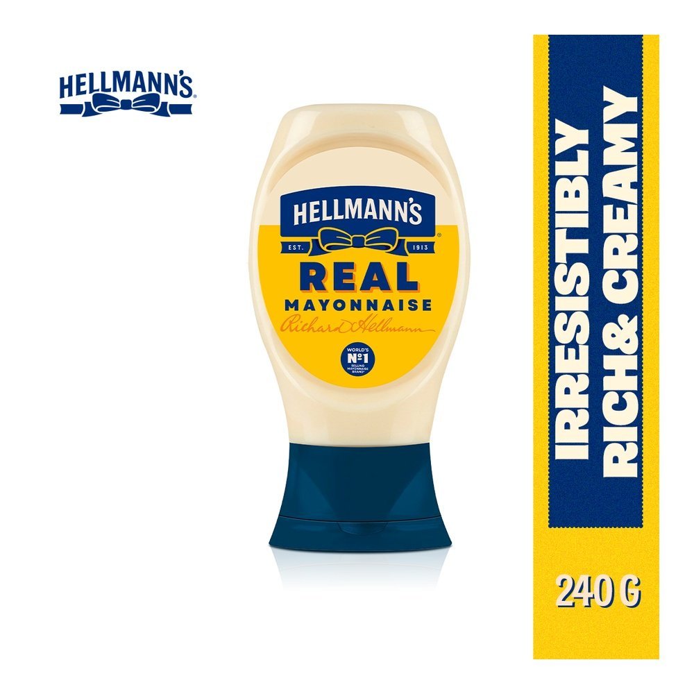 Hellmann's Irresistibly Rich & Creamy Mayonnaise for Burgers, Sandwiches & Dips, Real Mayonnaise, Made with Real Eggs, 240g