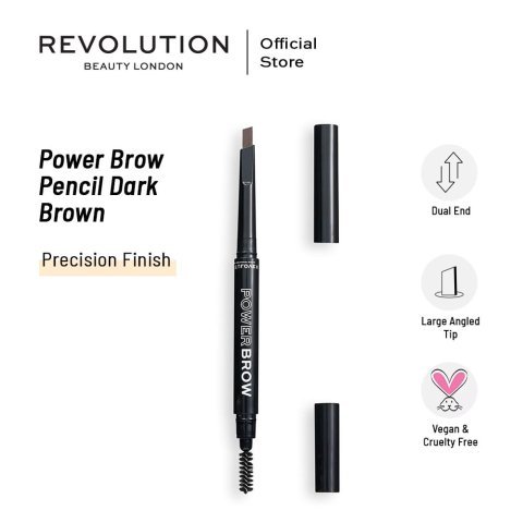 Makeup Revolution Relove Powder Brow Pencil, Dark Brown