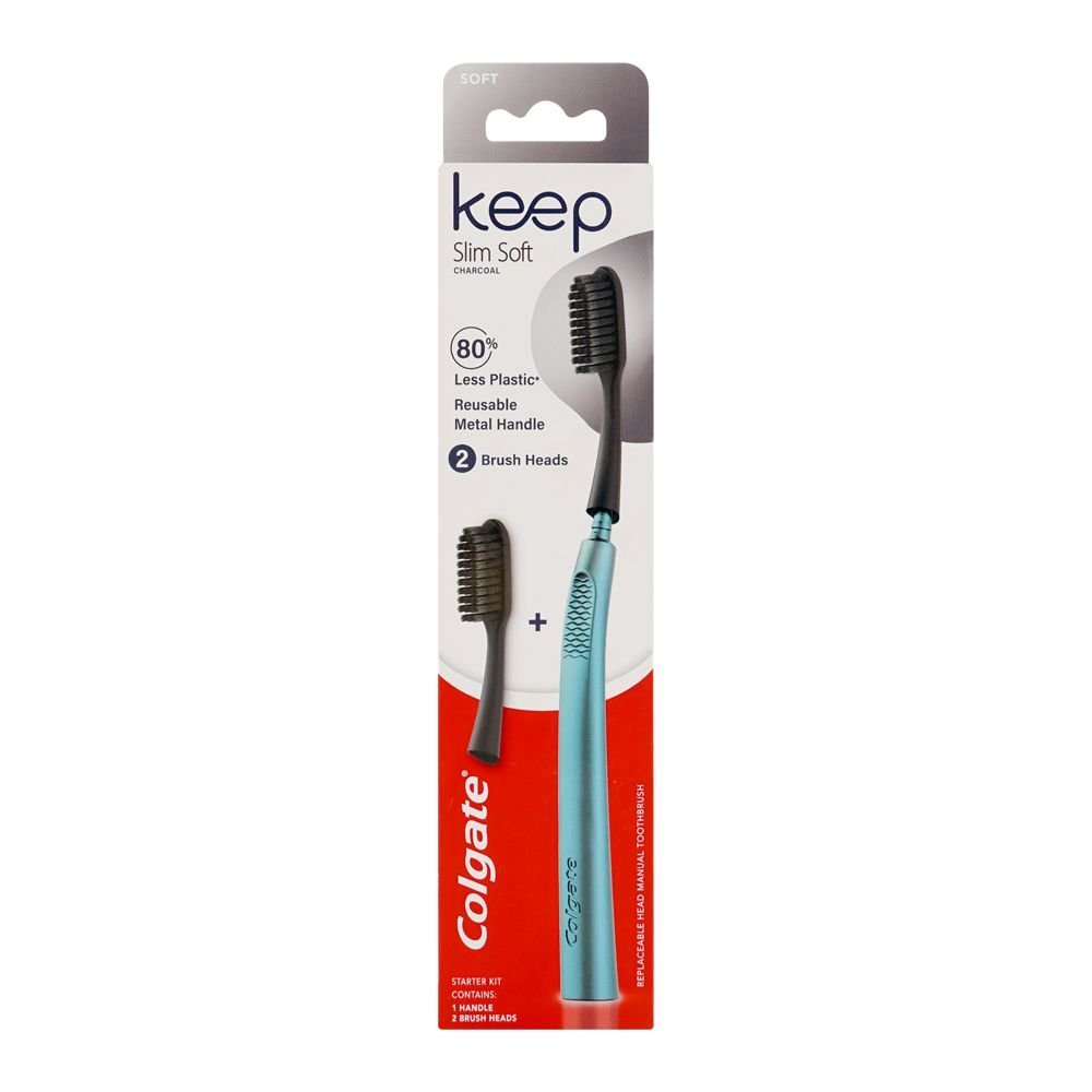 Colgate Keep Slim Soft Charcoal Handle + 2 Brush Heads