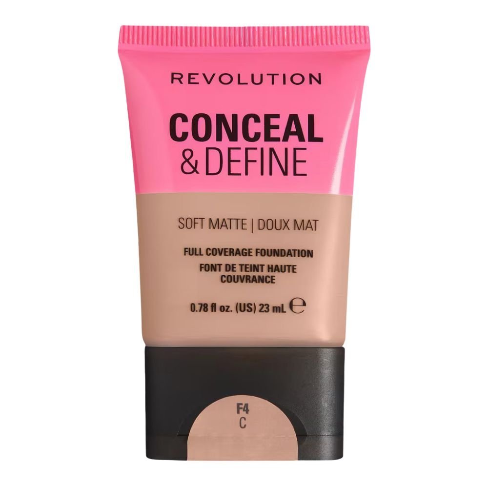 Makeup Revolution Conceal & Define Soft Matte Full Coverage Foundation, F4C, 23ml