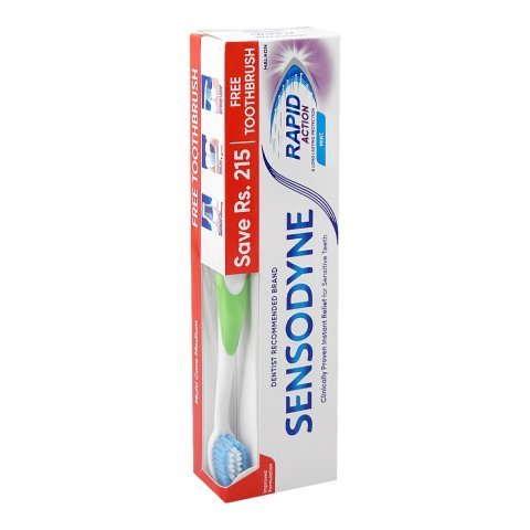 Sensodyne Rapid Action & Long-Lasting Protection Mint Toothpaste, 100g, Brush Pack Save Rs.215/-