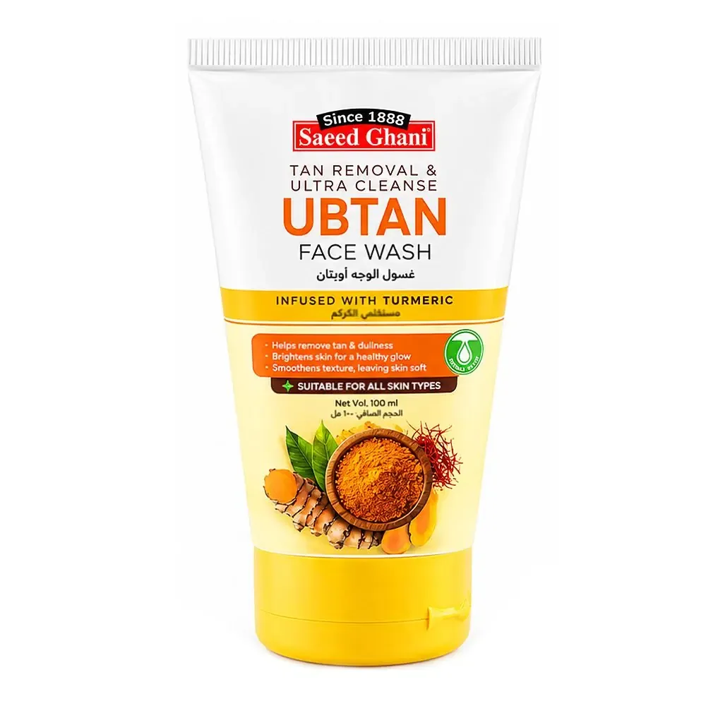 Saeed Ghani Tan Removal & Ultra Cleanse Ubtan Turmeric Face Wash, Stearic Acid, Vitamin E, For All Types Of Skin, 100ml