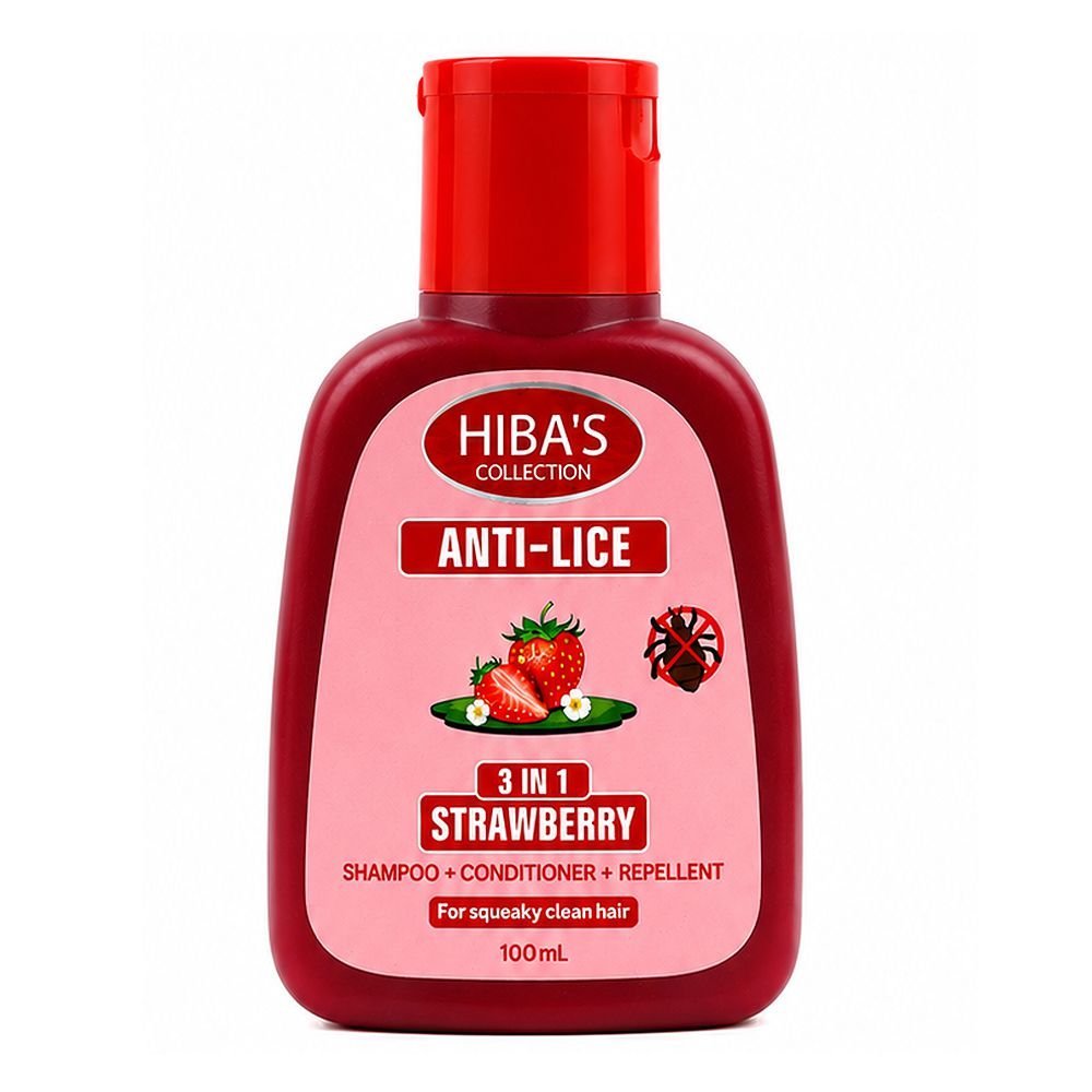 Hiba's Collection Anti Lice 3-In-1 Strawberry Shampoo + Conditioner + Repellant, 100ml