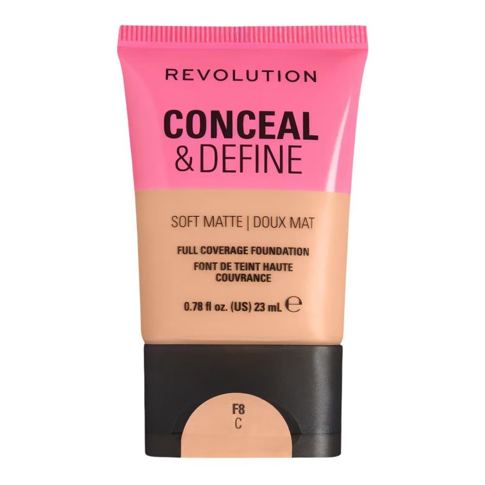 Makeup Revolution Conceal & Define Soft Matte Full Coverage Foundation, F8C, 23ml